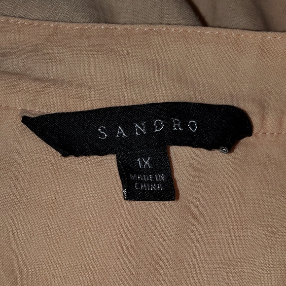 Sandro Linen Blend Henley Top Plus Size 1X Peach - Picture 6 of 8